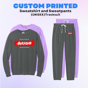 Custom Adult Unisex Tracksuit, Personalized Sports Team Logo Tracksuit, Customize Printed Design Crewneck Sweatshirts and Sweatpants