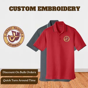Port Authority Embroidered Polo T-Shirts, Custom Text Cadet Collar Unisex Polo Tee, Customize Embroidery Design Polos Custom Work Shirt