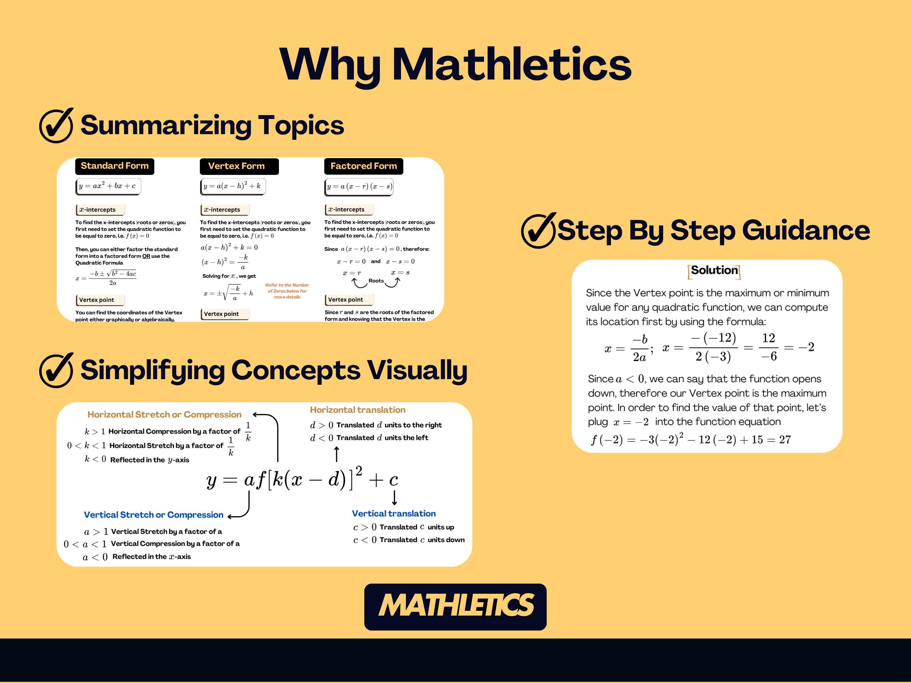 Quadratic Functions Cheat Sheet | Parabola Chart & Formula Guide ...
