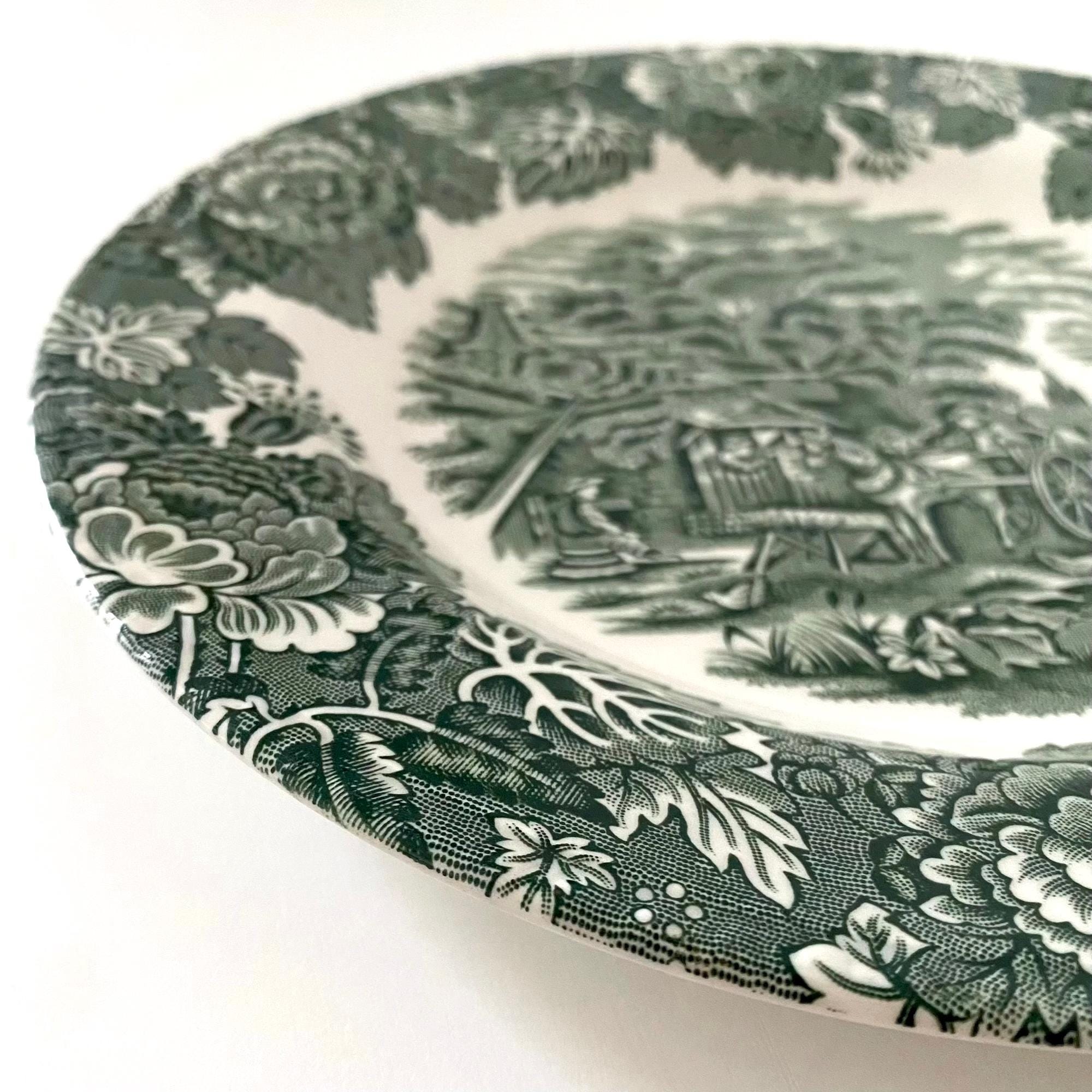 Price is for 1 Plate. Wood & Sons England Dark Green Grey Motive