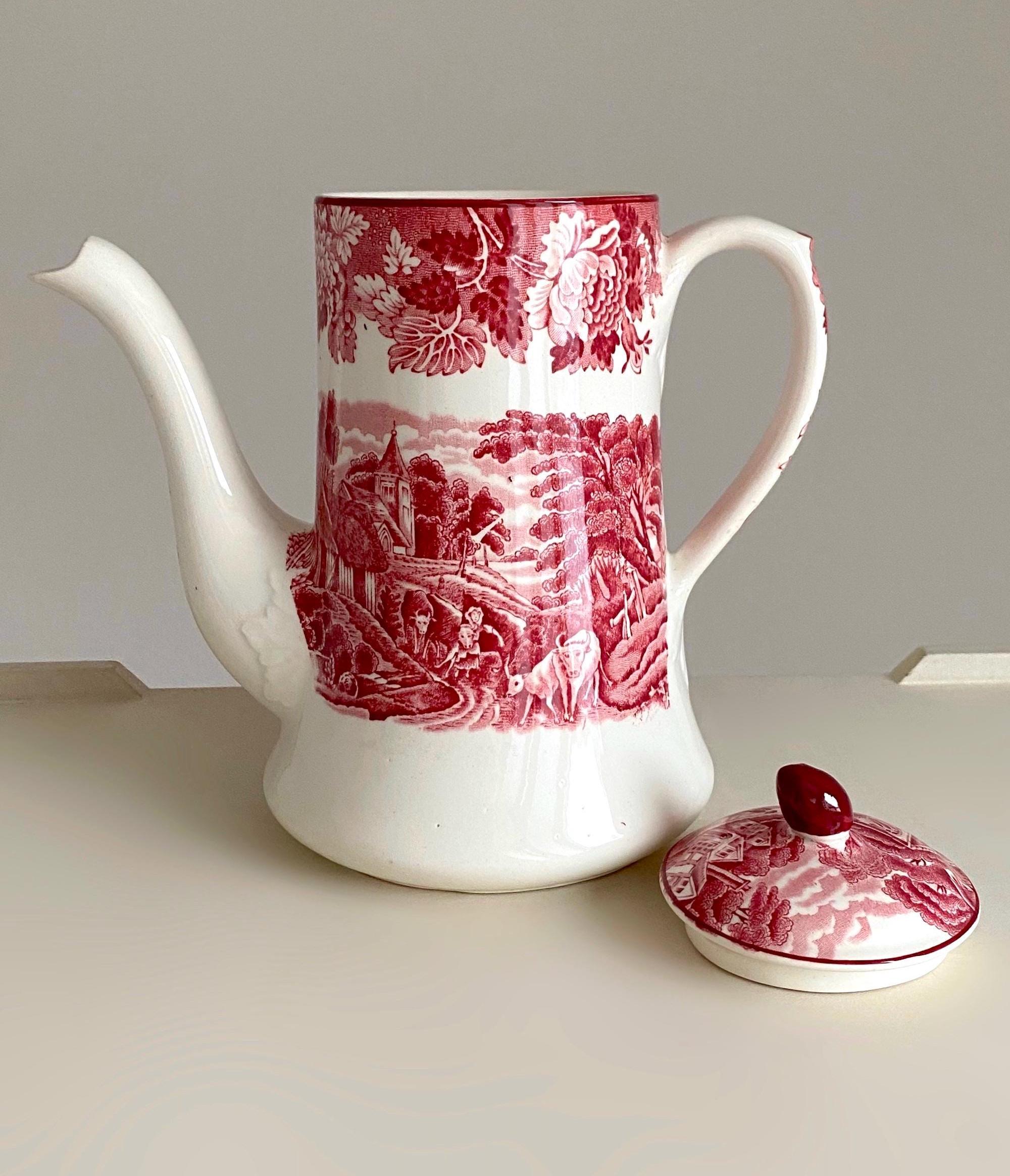 Soupière Vintage Alton British Anchor – Rouge, Porcelaine, 1884, Avec Couvercle