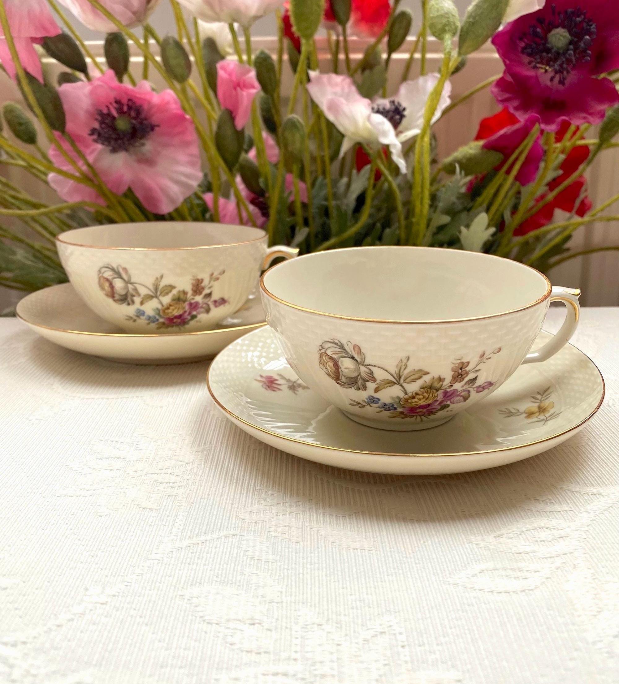 Price is for 1 Cup and 1 Saucer. Royal Copenhagen Green Orange Peony Frijsenborg. Rare Large Cup and Saucer Set. Gold Trim and Off White