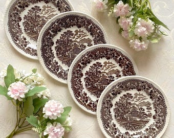 Le prix est pour 1 assiette. Seaforth Woods Burslem England Enoch Ralph Brown and Off White Fajance. Grande assiette à gâteau/accompagnement de 17 cm de diamètre