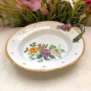 Royal Copenhagen Flora Danica Original Base Porcelain Staff Edition. Hand Painted Private Collection. Rare 1870-1890s Tray. Has Repairs!