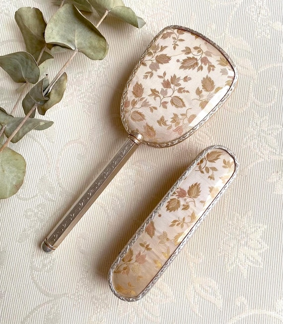 T973英国アンティークプチポワンドレッシング3点セットブラシ 手鏡