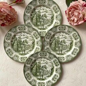 Price is for 1 Plate. Green Old Inns Series Ironstone Staffordshire. Collectible English Fajance. Very Rare 17 cm Diameter Cake/Side Plate
