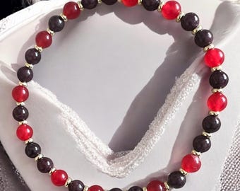 Red Carnelian and Garnet Stretch Bracelet