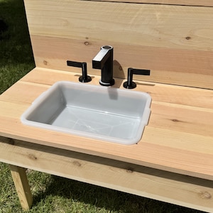 Mud Kitchen Faucet Handle and Sink, Kids Pretend Play, Montessori Outdoor Play Accessories