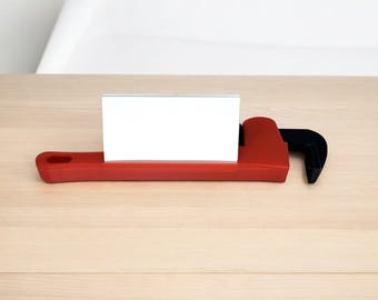 3D Printed Pipe Wrench Business Card Holder - Desk Decor