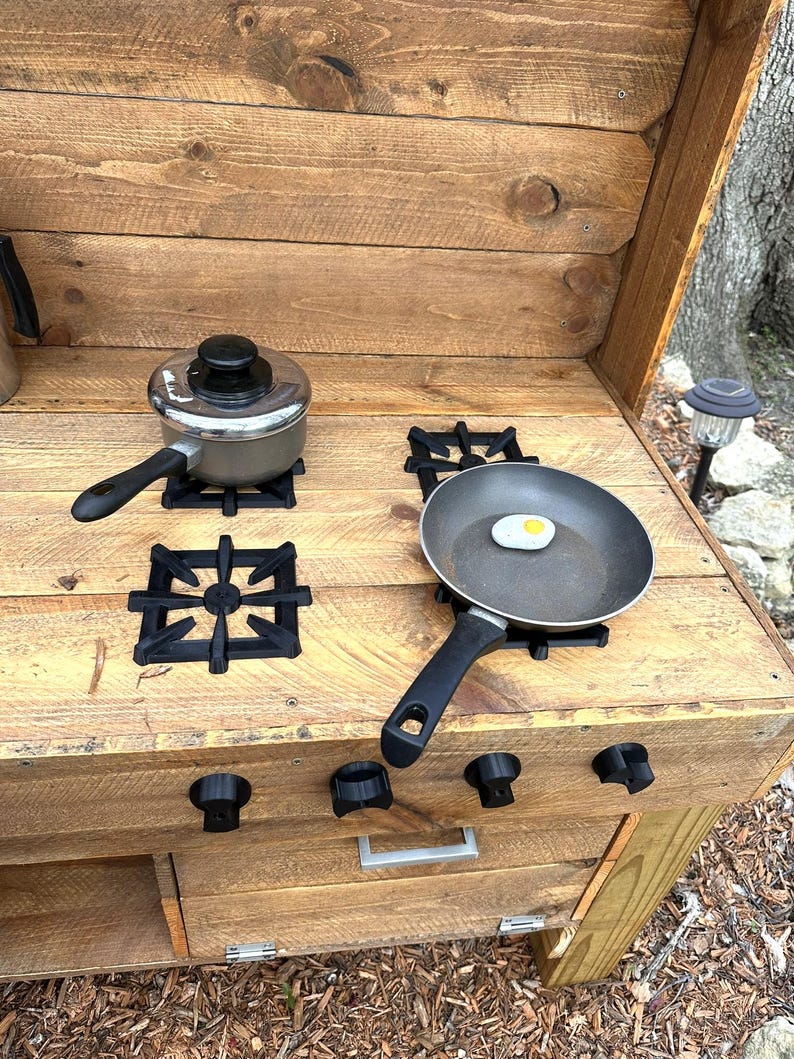 Mud Kitchen Grill Burner and Knobs, Kids Pretend Play, Montessori Outdoor Play Accessories image 7