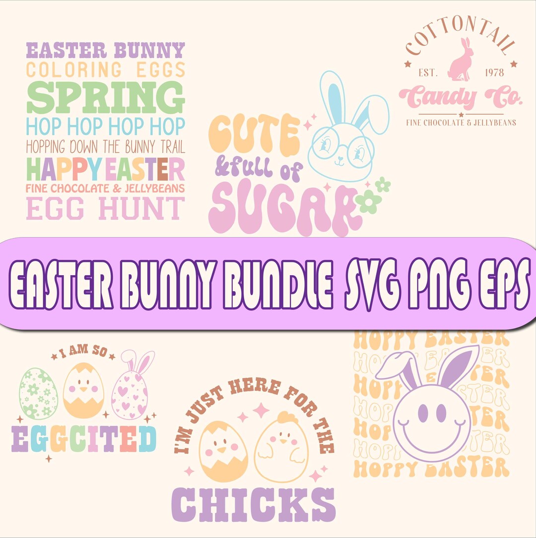 Easter Bunny Bundle SVG PNG EPS - Cute Easter Clipart for Digital ...
