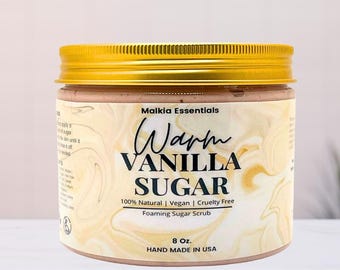 Warm Vanilla Sugar Foaming Body Scrub: Vegan Exfoliating Scrub, 8 oz
