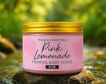 Pieniący peeling cukrowy Pink Lemonade: wegański peeling do ciała, 8 uncji