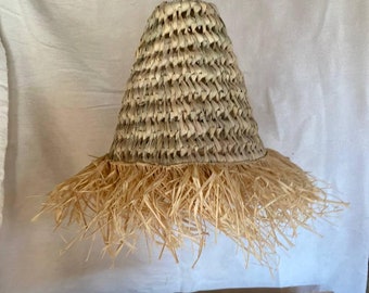 Handmade Wicker Chandelier, Raffia Outdoor Suspension Lighting