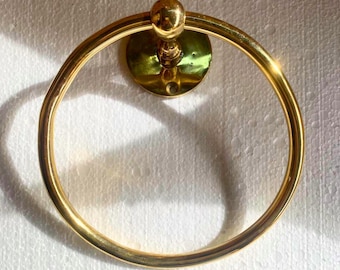 Unlacquered Brass Towel Ring: Vintage Farmhouse Decor (6 inches)