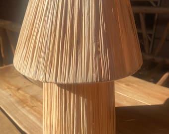 Handcrafted Natural Table Lamp – Boho Woven Rattan Light