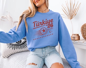 Türkiye 26' Vintage Style Soccer Club Graphic Tee, Retro Inspired Bosnian Proud Ball Supporters Design, 2026 Football World Unisex T-Shirt