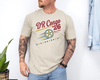 DR Congo 26' Vintage Style Soccer Club Graphic Tee, Retro Inspired Bosnian Proud Ball Supporters Design, 2026 Football World Unisex T-Shirt