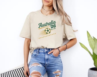 Australia 26' Vintage Style Soccer Club Graphic Tee, Retro Inspired Bosnian Proud Ball Supporters Design, 2026 Football World Unisex T-Shirt