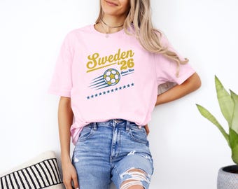Sweden 26' Vintage Style Soccer Club Graphic Tee, Retro Inspired Bosnian Proud Ball Supporters Design, 2026 Football World Unisex T-Shirt