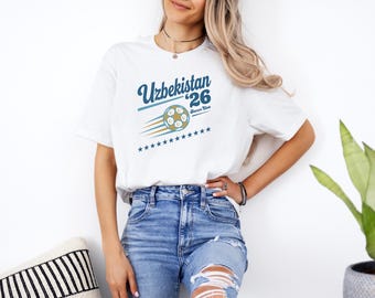 Uzbekistan 26' Vintage Style Soccer Club Graphic Tee, Retro Inspired Bosnian Proud Ball Supporters Design, 2026 Football World Unisex Shirt