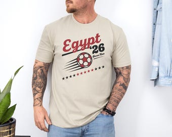 Egypt 26' Vintage Style Soccer Club Graphic Tee, Retro Inspired Bosnian Proud Ball Supporters Design, 2026 Football World Unisex T-Shirt