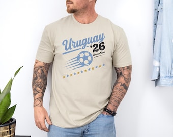 Uruguay 26' Vintage Style Soccer Club Graphic Tee, Retro Inspired Bosnian Proud Ball Supporters Design, 2026 Football World Unisex T-Shirt