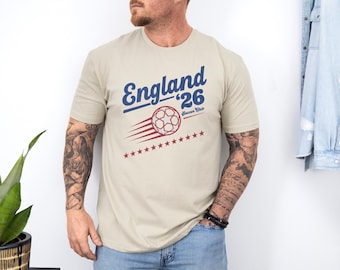 England 26' Vintage Style Soccer Club Graphic Tee, Retro Inspired Bosnian Proud Ball Supporters Design, 2026 Football World Unisex T-Shirt