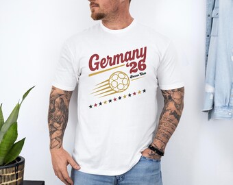 Germany 26' Vintage Style Soccer Club Graphic Tee, Retro Inspired Bosnian Proud Ball Supporters Design, 2026 Football World Unisex T-Shirt