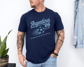 Argentina 26' Vintage Style Soccer Club Graphic Tee, Retro Inspired Bosnian Proud Ball Supporters Design, 2026 Football World Unisex T-Shirt
