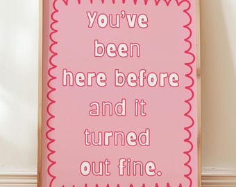 Inspirational Quote for Girls Poster, Cute Pink Self Motivational Digital Print for Women, Positive Decor for Dorm, Trendy Apartment Decor