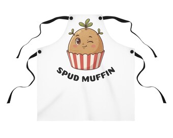 Spud Muffin Apron | Cute Winking Potato Cartoon, Kitchen Cooking Apron