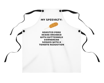 Corndog - My Specialty: Roasted Pork Kebab Cornbread Tomato Reduction Apron