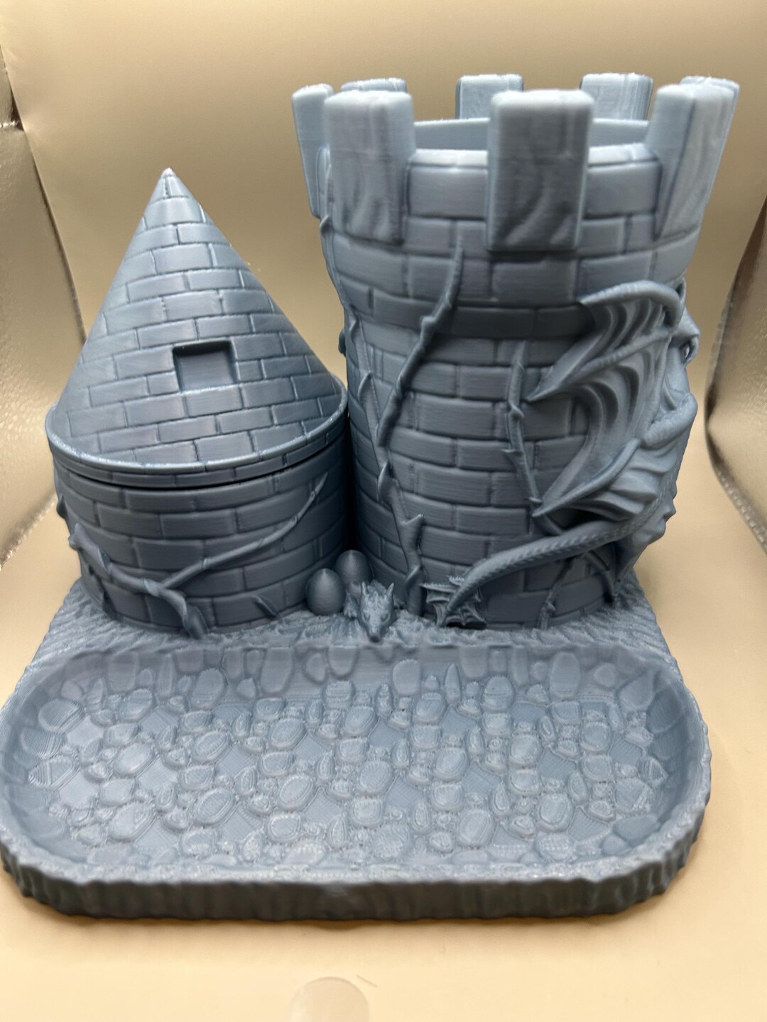 Castle With Lid Desk Organizer, Features a Dragon, Color Customizable ...
