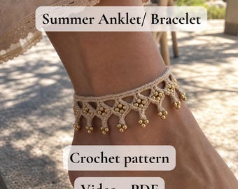 PDF+video Haakpatroon enkelband/armband met kralen