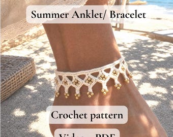 PDF+Video Haakpatroon voor een kralen enkelbandje/armband