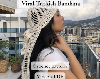 Viral Turkish Bandana Headscarf Crochet Pattern PDF+Video
