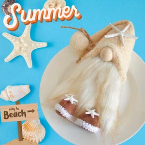 Handcrafted Beach Gnome: Coastal Nautical Home Decor