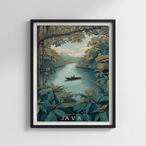 Reseaffisch för Java, Indonesien | Indonesiskt landskapskonstverk