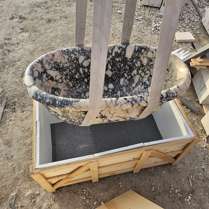 Photo inspiration: Fresh Look at Calacatta Viola Marble Bathtub Hand Carved Natural Stone Jacuzzi