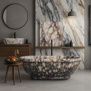 Calacatta Viola Marble Bathtub, Marble Tub, Custom Order Marble Tub, Hand Carved Marble Tub Natural Marble Jacuzzi