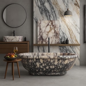 Calacatta Viola Marble Bathtub, Marble Tub, Custom Order Marble Tub, Hand Carved Marble Tub Natural Marble Jacuzzi