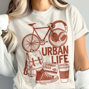 Urban Life SVG for Cricut | Bicycle T-Shirt Design | City Cut File | Digital Download