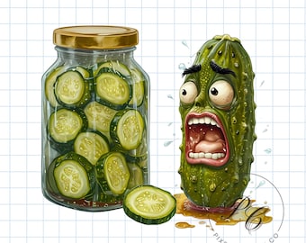 Funny Pickle Jar PNG: Homestead Canning Clipart (Digital Download)