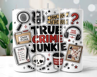 True Crime Sticker Collage 20oz Tumbler Wrap PNG Sublimation Design
