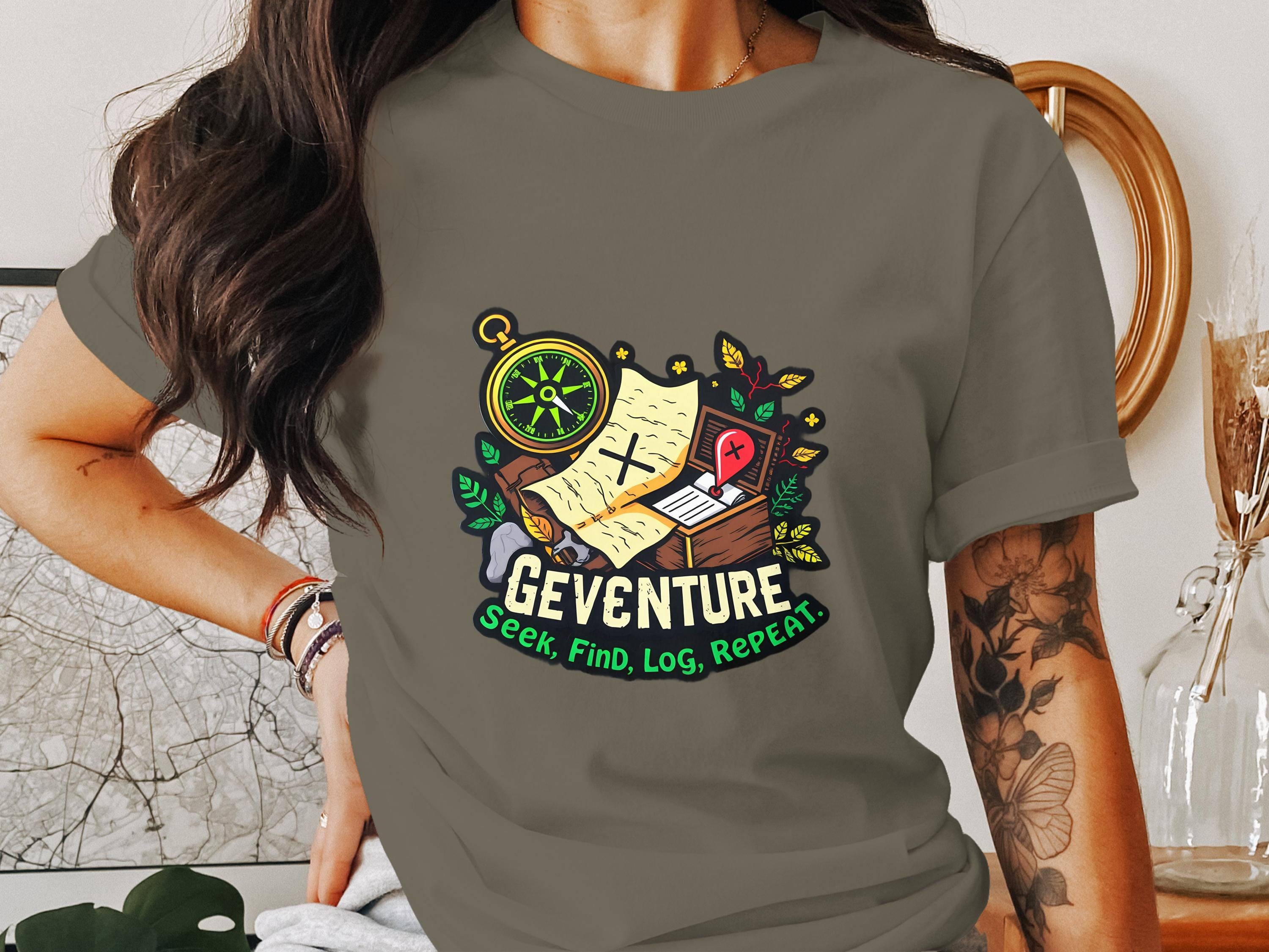 Geocaching Adventure PNG: Vintage Compass & Treasure Map (digital ...