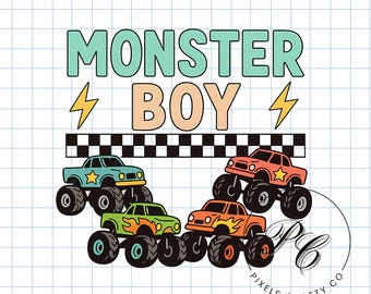 Retro Monster Truck Clipart for Boys Shirts - Colorful Sublimation PNG Design
