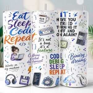Software Engineer 20oz Tumbler Wrap PNG Doodle Sublimation Design