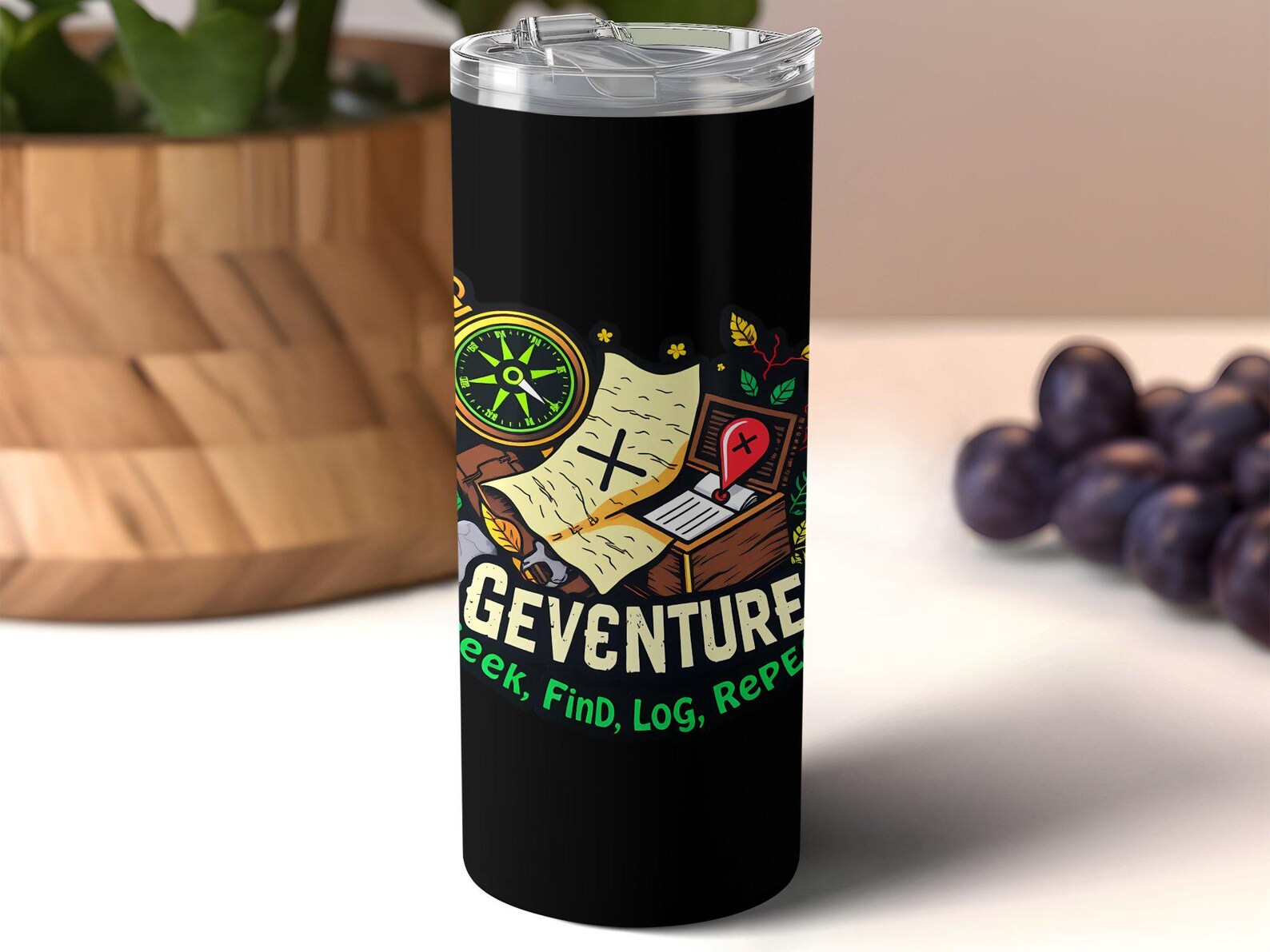 Geocaching Adventure PNG: Vintage Compass & Treasure Map (digital ...