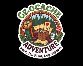 Geocaching Adventure PNG: Vintage Compass & Treasure Map (Digital Download)
